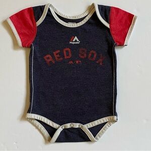 Boston Red Sox One Piece Size 0 3 Months Baseball snap Top MLB Blue Red Baby EUC